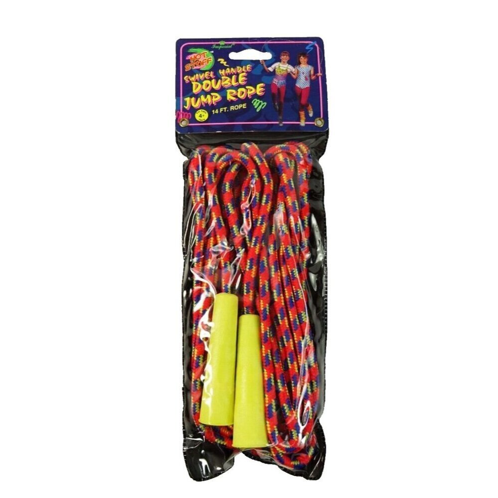 Vintage Double Jump Rope 14 ft Feet Yellow Swivel Handle Imperial Toys